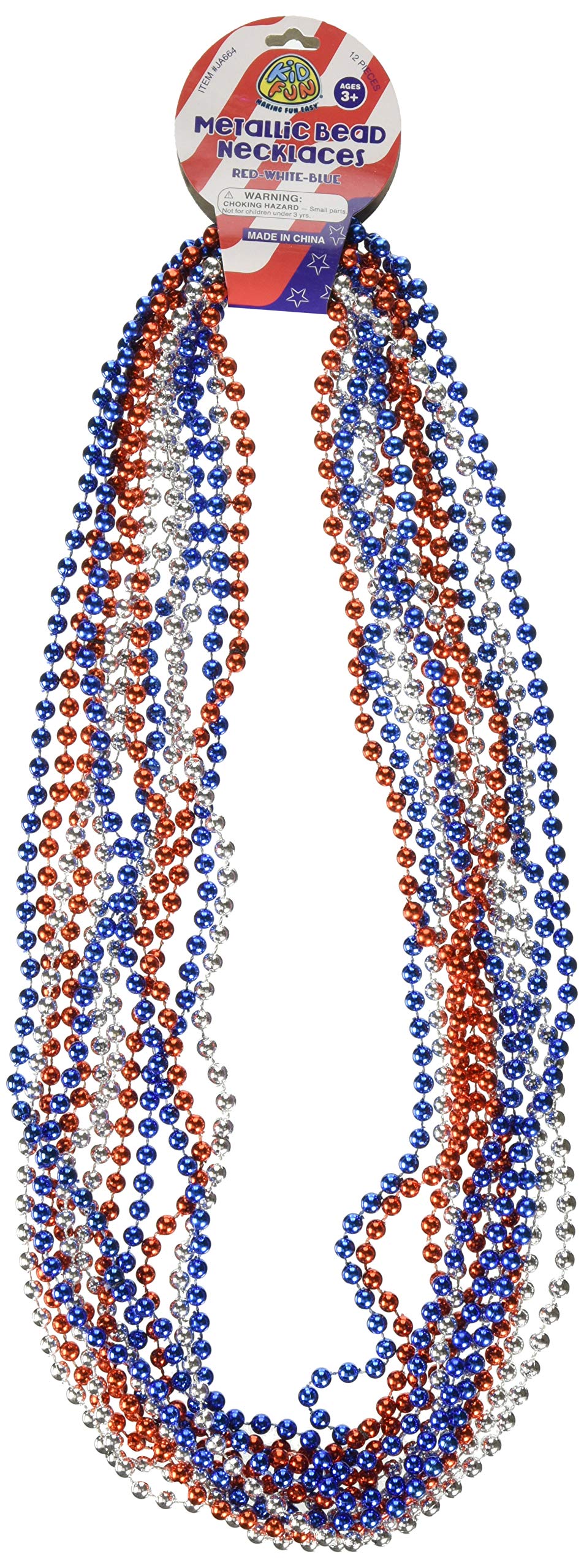 U.S. Toy Red, White, & Blue Metallic Necklaces