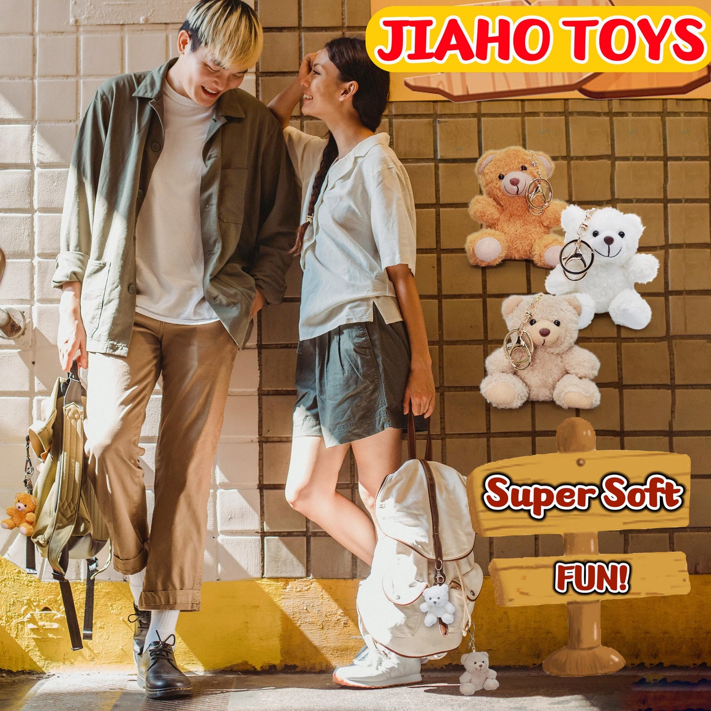 Teddy Bear Stuffed Animal, Cute Animal Plushies for Girls, Boys and Babies, Stuffed Bear Plush Toys, Adorable Khaki Bear Stuffed