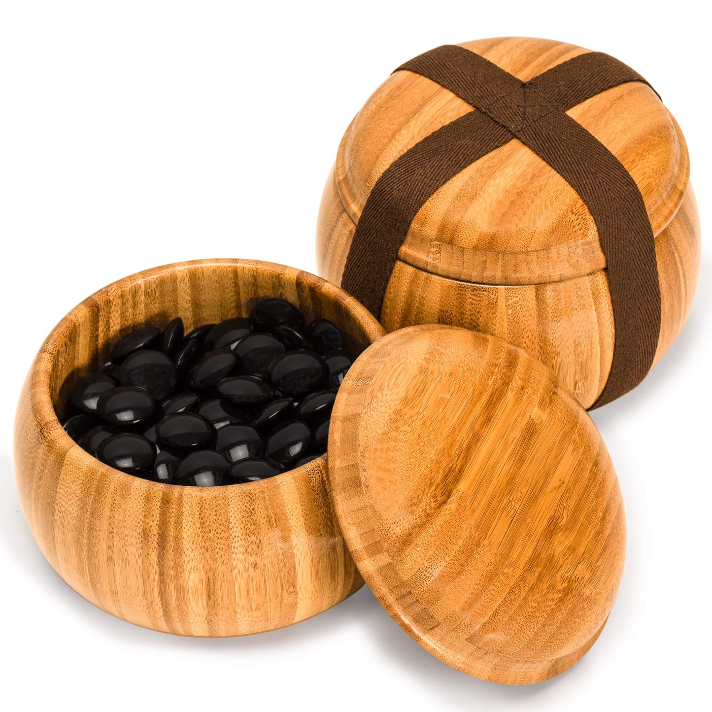 Yellow Mountain Imports Bamboo 0.8-Inch Reversible 19x19 / 13x13 Go Game Set Board with Double Convex Melamine Stones and Bamboo