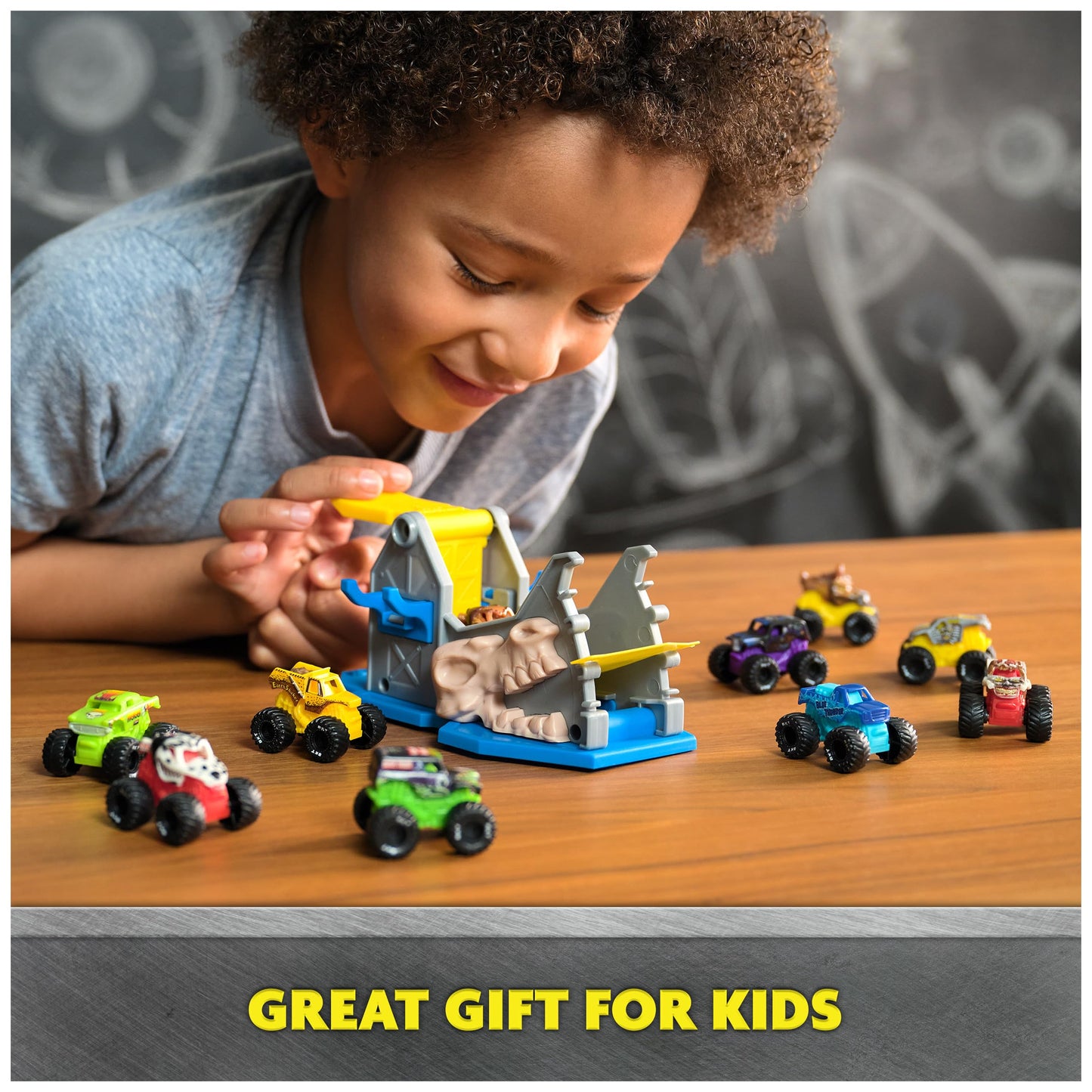 Monster Jam Mini Jams, Earthshaker Boneyard Blaster Mega Frenzy Playset With 10 Mini Trucks, Kids Toys For Ages 3 And Up