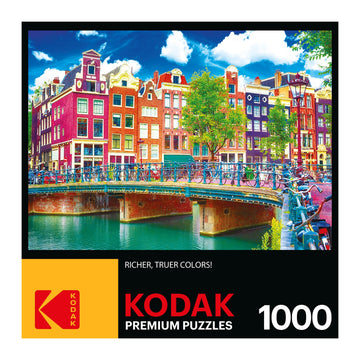 RoseArt 1000 Piece Jigsaw Puzzle - Colorful Waterfront Buildings, Amsterdam, Multi-colored, Model 8700ZZV