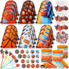 Sadnyy 140 Pcs Party Favors Birthday Party Decorations Supplies Drawstring Bags with Silicone Bracelets Keychains Straws Button