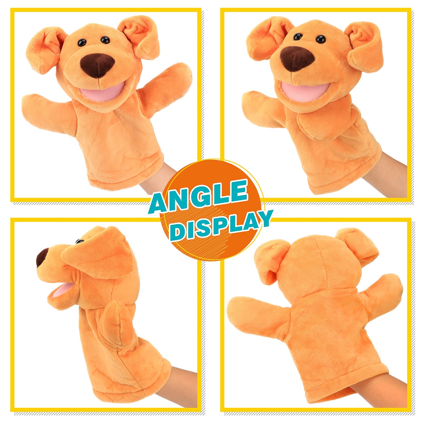 Easfan Puppy Hand Puppet Soft Animal Plush Toy With Movable Mouth Interactive Storytelling Cute Dog Toys Creativity Imagination Christmas Birthday Gifts For Toddlers Kids, Brown