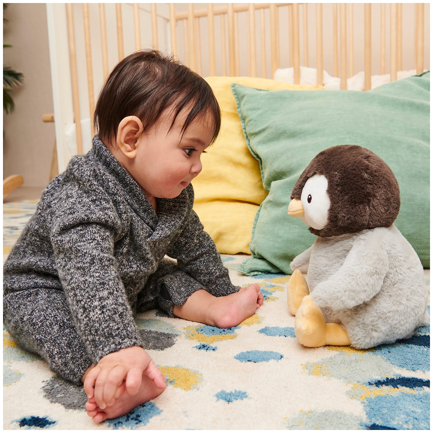 GUND Baby Animated Kissy The Penguin Plush Toy, 12" Singing Stuffed Animal, Black/White/Grey, Model 6059341