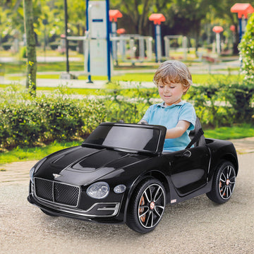 Aosom Licensed Bentley Exp12 Kids Electric Car With Parent Remote Control, 12V Ride On Car With Butterfly Doors, Startup Sound, Suspension, Mp3 Player, Songs, Horn, Lights, Black