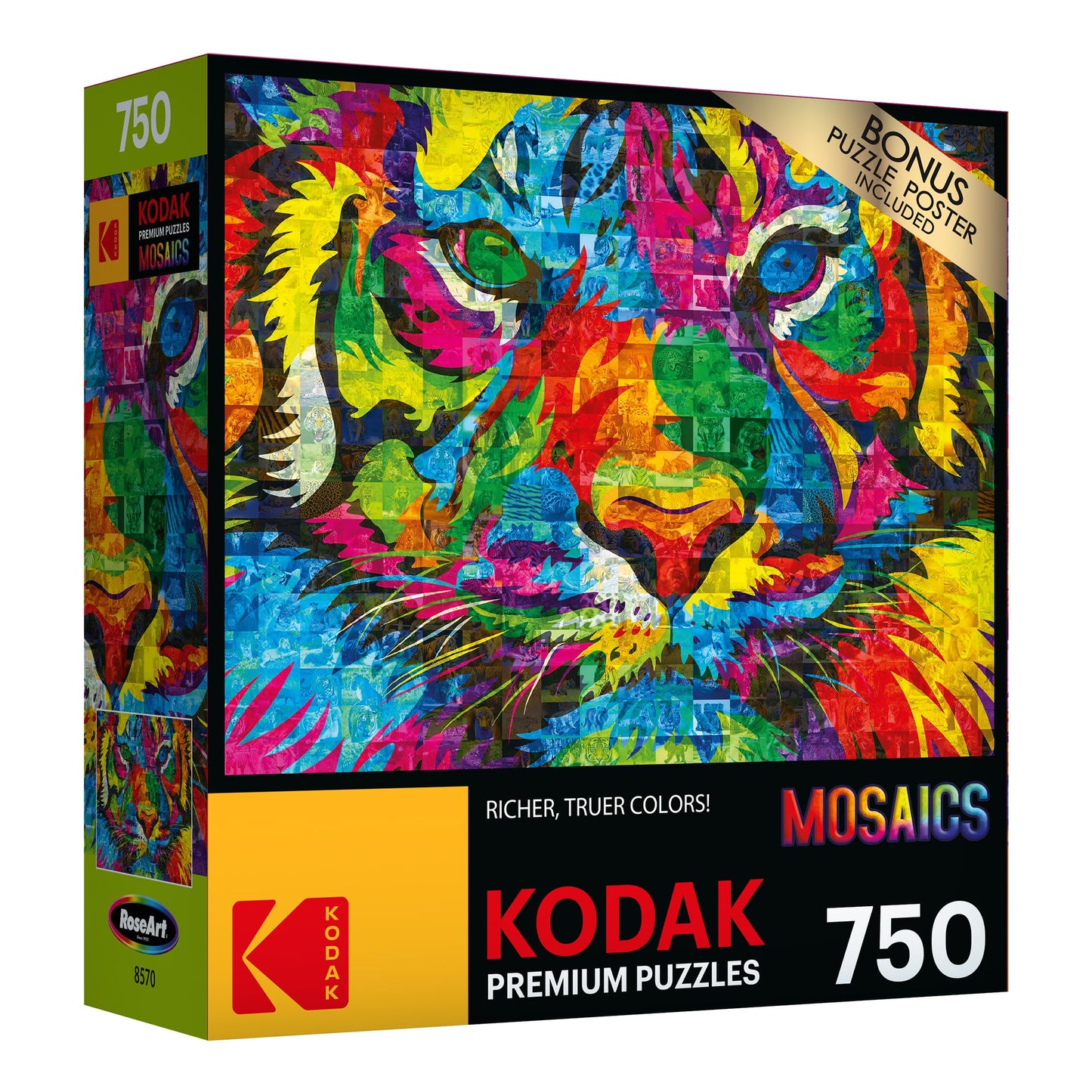 Roseart - Kodak Premium Mosaics - Rainbow Tiger - 750 Piece Jigsaw Puzzle For Adults