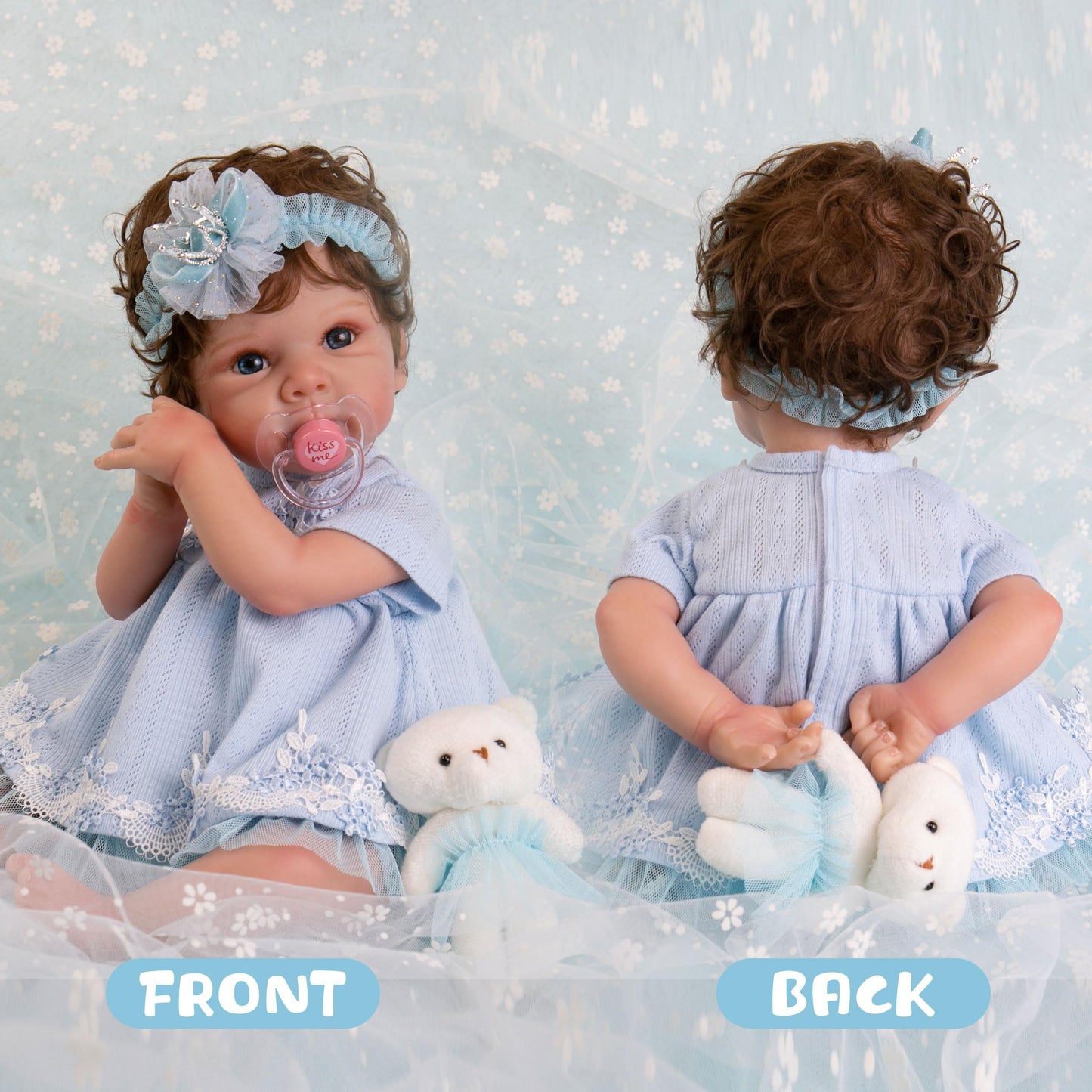 Ekokiz Reborn Baby Dolls Clothes Girl Blue Baby Clothes Doll Clothes 17-22 Inches Doll Clothes And Accessories For Reborn Baby D