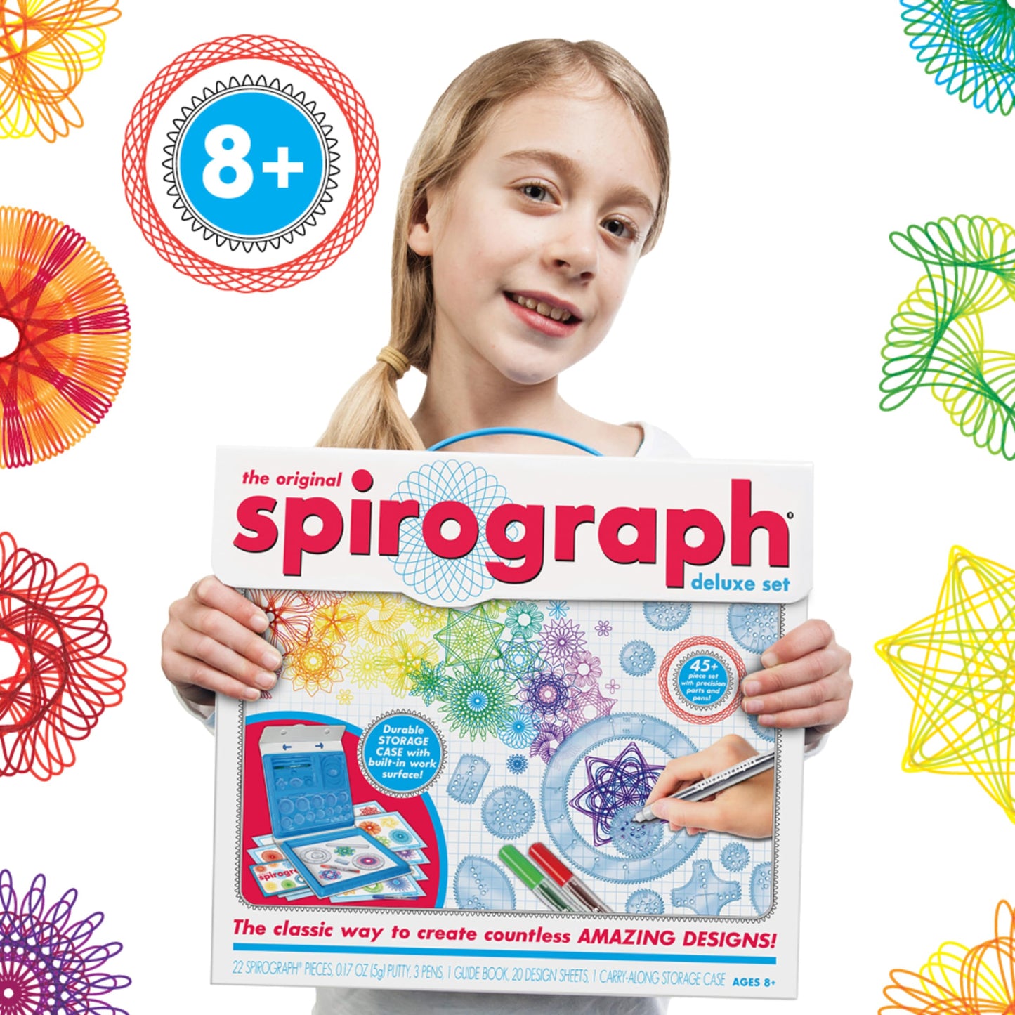 Spirograph Deluxe Set -Arts and Crafts, Kids Toys, Art Supplies, Craft Supplies, Drawing Kit, Spiral Art, Classic Gear Design Ki