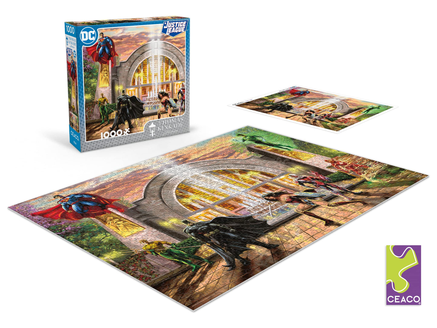 Ceaco - Thomas Kinkade - Dc Comics - Hall Of Justice - 1000 Piece Jigsaw Puzzle