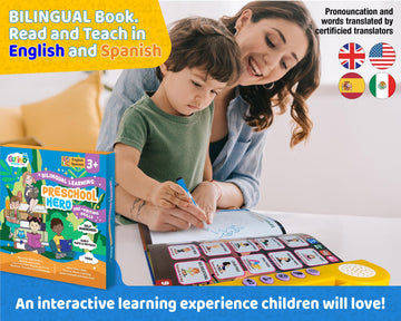 Bilingual Preschool Learning Activities With 2 Dry Erase Markers, Great Toddler Learning Activities. Reusable Spanish And English Preschool Workbook Homeschool Supplies
