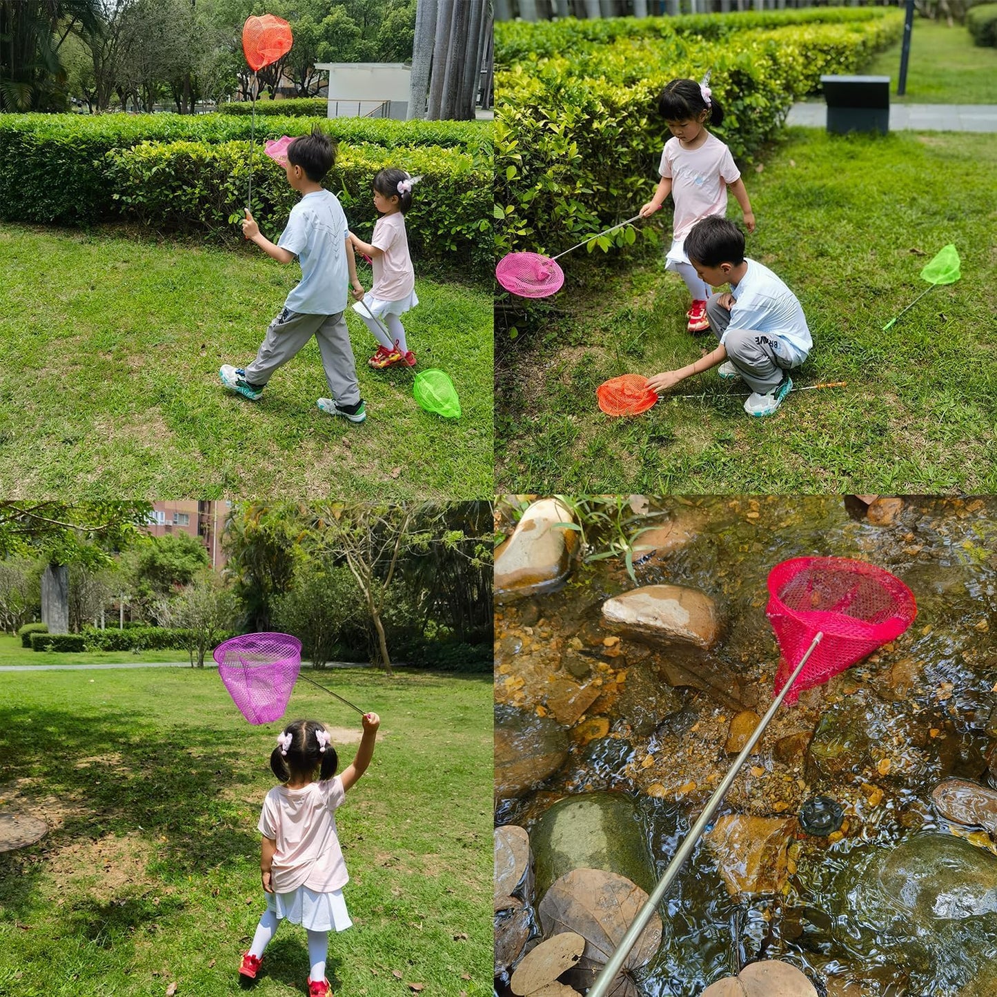 2 Pack Kids Telescopic Butterfly Fishing Nets For Kids Catching Butterfly Net Outdoor Tools For Catching Fish Ladybird, Extendable 34 Inches And Anti Slip Grip