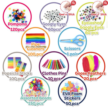 Olly Kids Arts And Crafts Supplies For Kids Girls 4 5 6 7 8 9 10 11 & 12- Ultimate Crafting Supply Set In Portable 3 Layered Pla