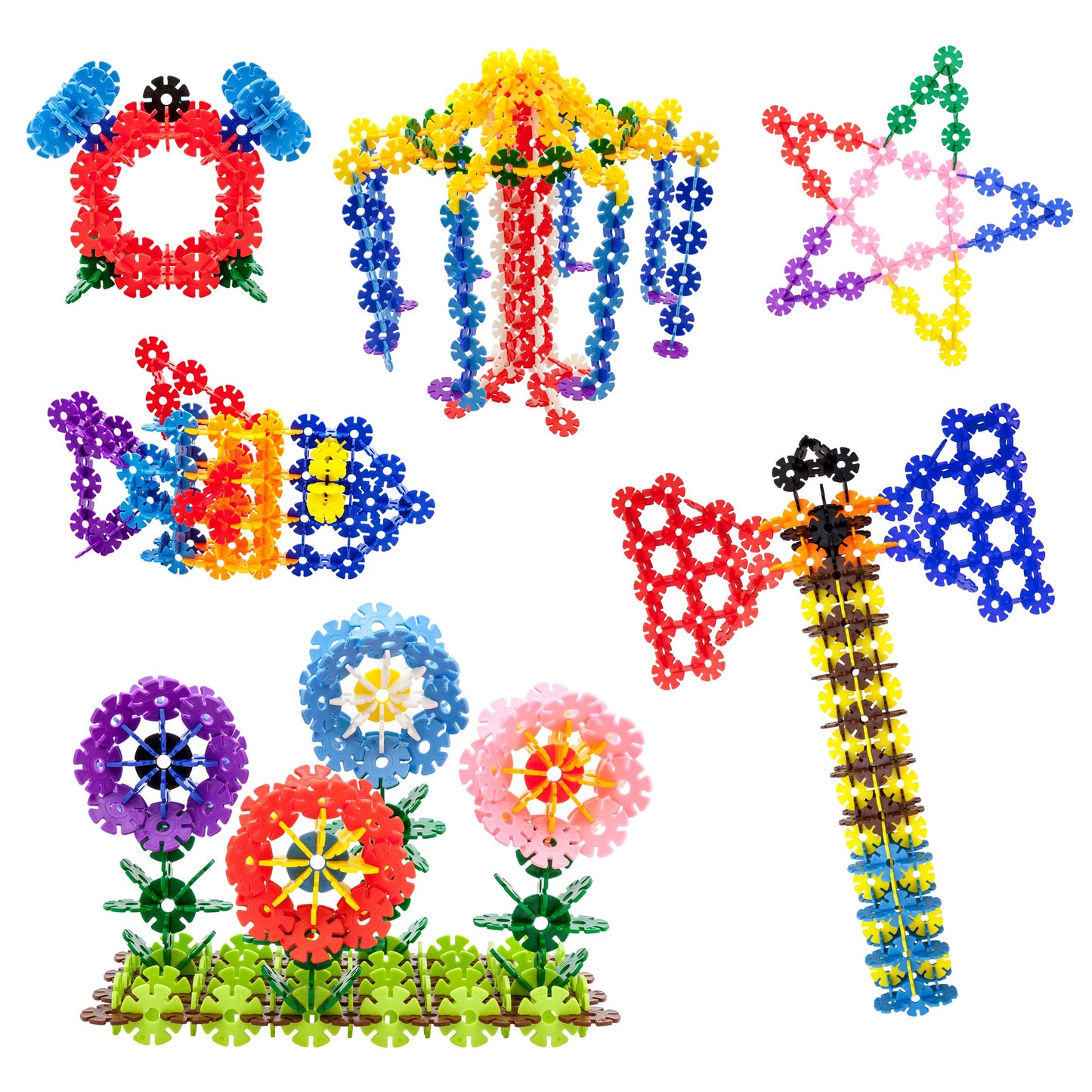 Picassotiles 550 Piece Building Chips Interlocking Construction Toys Creative Disc Block Toy Kit 3D Stacking Puzzle Stem Learnin