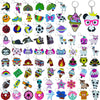 75PCS Cartoon Keychains Bulk for kids Adorable Backpacks Keychains Donut, Ball, Desserts, Axolotl, Sloth, Rainbow Bulk Key Chain