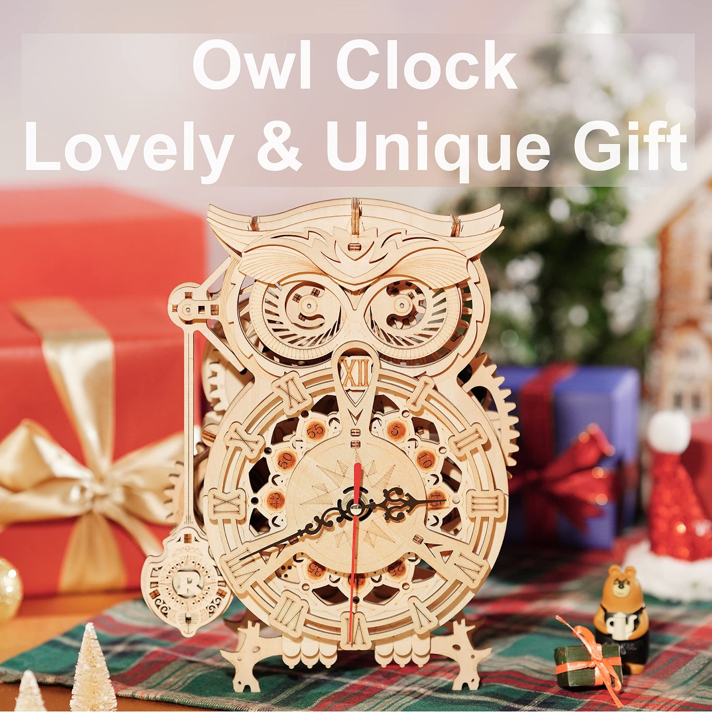 Rowood 3D Puzzles For Adults, Wooden Model Kits For Adults To Build, Birthday Gift For Adults & Teens (161 Pcs)- Owl Clock
