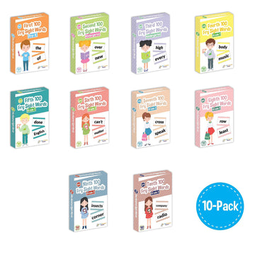 1,000 Sight Fry Dolch Word-List Flashcards In 10-Pack Bundle Set, Pre-K To 3Rd Grade, Teaches 1,000 Dolch Fry High-Frequency Sig