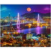 1000 Piece Puzzle for mature-themeds - Vibrant Night Cityscape with Moonlit Bridge Gift-Ready Box Letters on Back 8 Jigsaw Puzzle Saver Sheets & Full-Size Poster by GERJATO - Ideal Gift for Loved Ones