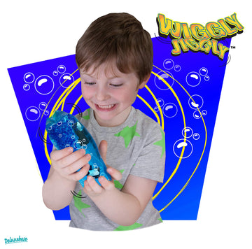 Wiggly Jiggly - Penguin from Deluxebase. Large Super Squishy Water Snake Fidget Toy with Penguin Figures. Great Sensory Toy for