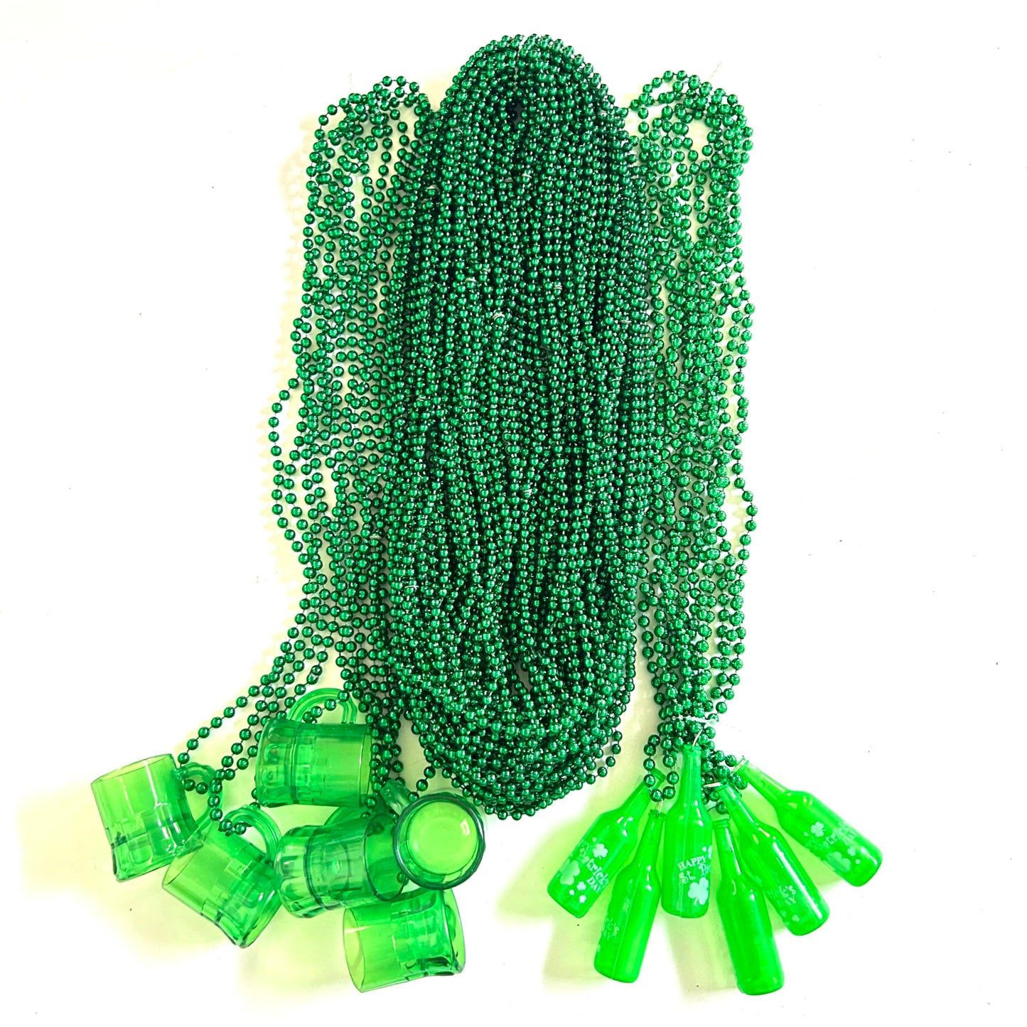 Gzyssl 100 Pcs With 10 Styles St. Patrick'S Day Beads Necklaces Green Irish Festival Shamrock Parade Party Bead Necklace St. Pat