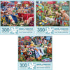 Bits And Pieces – Value Set Of Three 300 Piece Jigsaw Puzzles For Adults – Desserts, Farm Animal, Quilting Jigsaw Puzzles By Artist Larry Jones, Completed Puzzle Size: 18' X 24'
