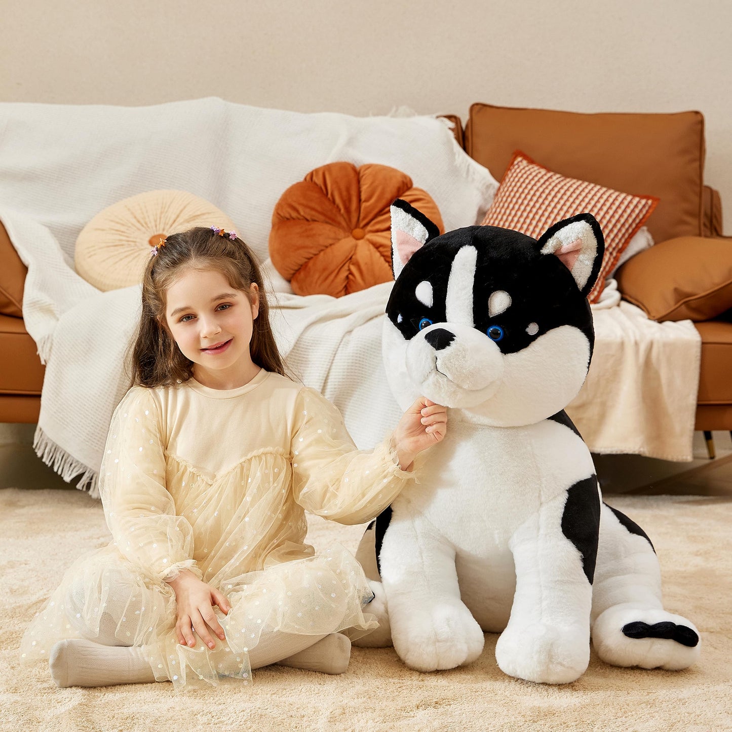Ikasa Giant Husky Stuffed Animal Plush Toy,Large Big Jumbo Soft Toys,23'' Huge Size Cute Fluffy Plushy Fat Oversized Plushie,Gif