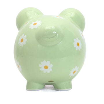 Child To Cherish Ceramic Piggy Bank For Girls, Daisy Green