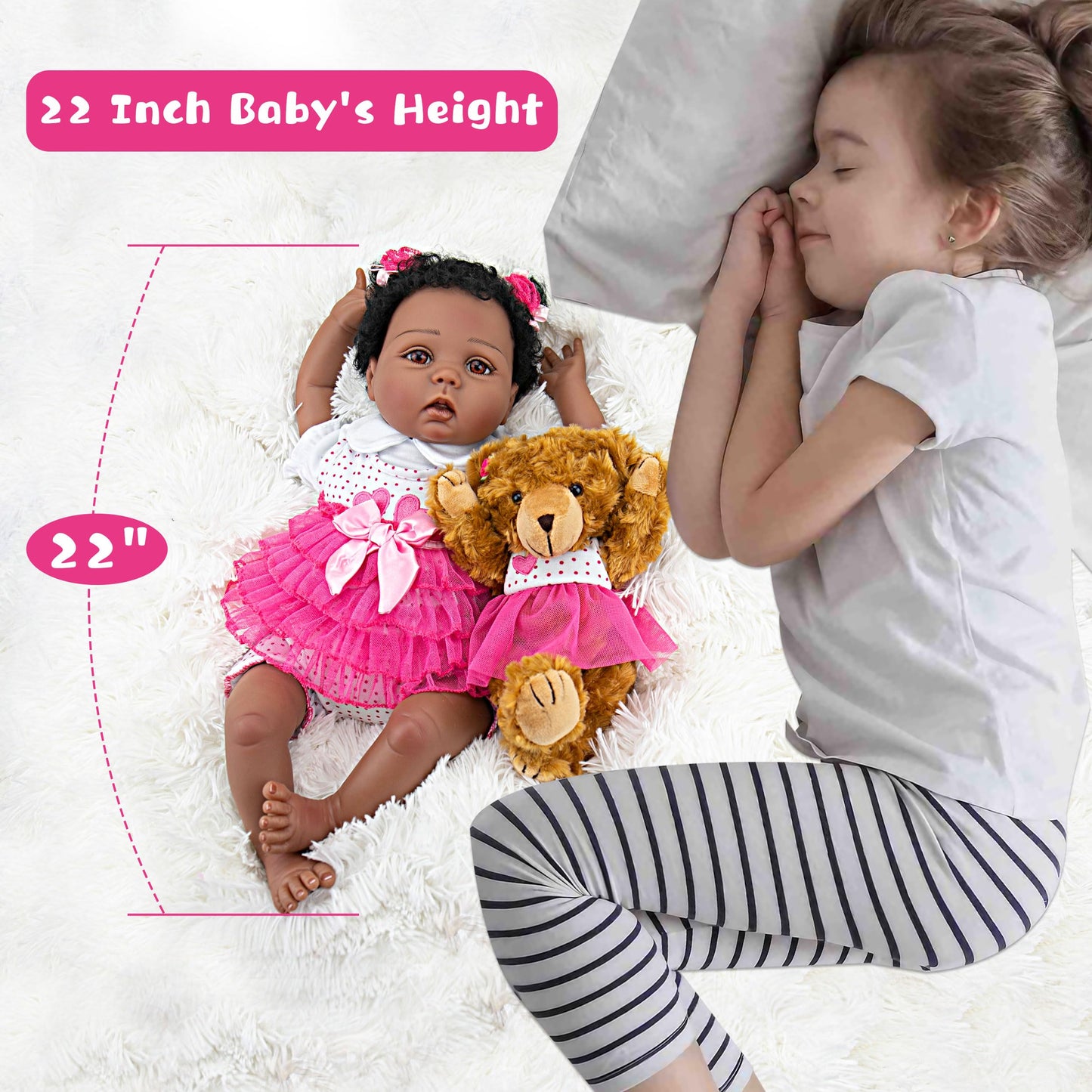 Milidool Black Reborn Baby Dolls Girl Lifelike Weighted African American Newborn Girl Dolls 22 Inch Baby Dolls That Look Real Gi