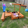 Funxplore Wooden Kids Sandbox With Lid, Outdoor Sand Box With Picnic Table, Sandpit With Cover Canopy For Aged 3-8 Years Old, Ad