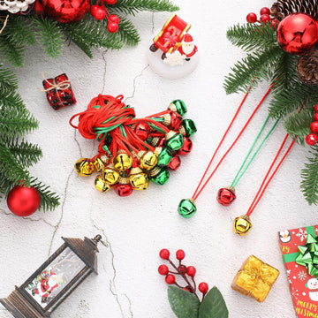 64 Pieces Christmas Bell Necklaces Large Bell Necklaces for Craft Holiday Party Supplies (Multicolor)