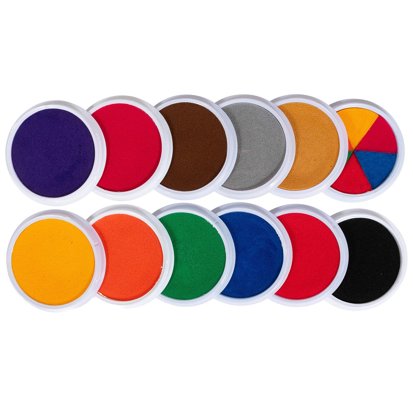 READY 2 LEARN Jumbo Circular Washable Stamp Pads - Craft - Set of 12 Colors - 5.75 dia. - Non-Toxic - Fade Resistant - Ideal Siz