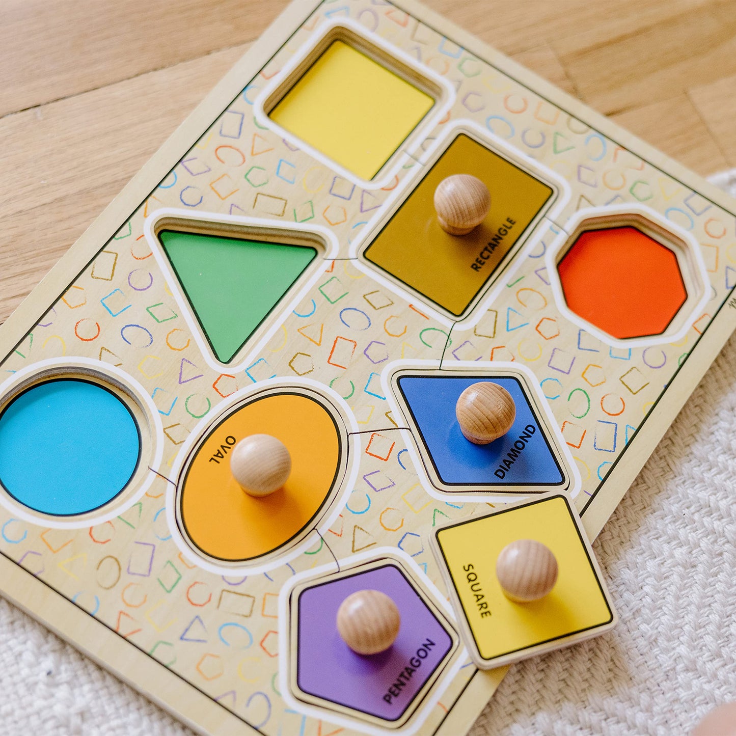 Melissa & Doug Geometric Shapes Lg Peg Puzzle Puzzles Wooden Toy 3+ Gift for Boy or Girl