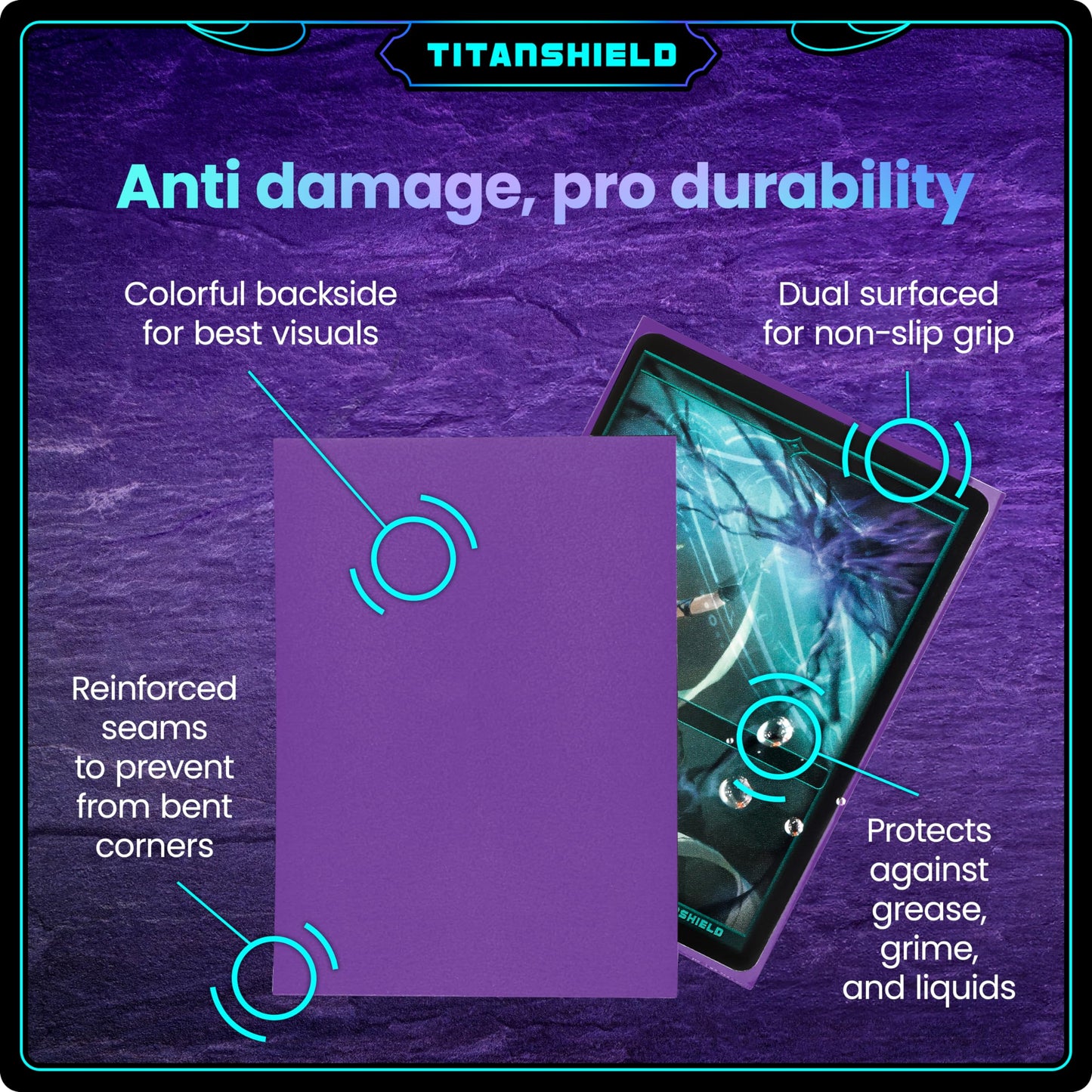 Titanshield (150 Sleeves/Purple Standard Size Board Game Trading Card Sleeves Deck Protector