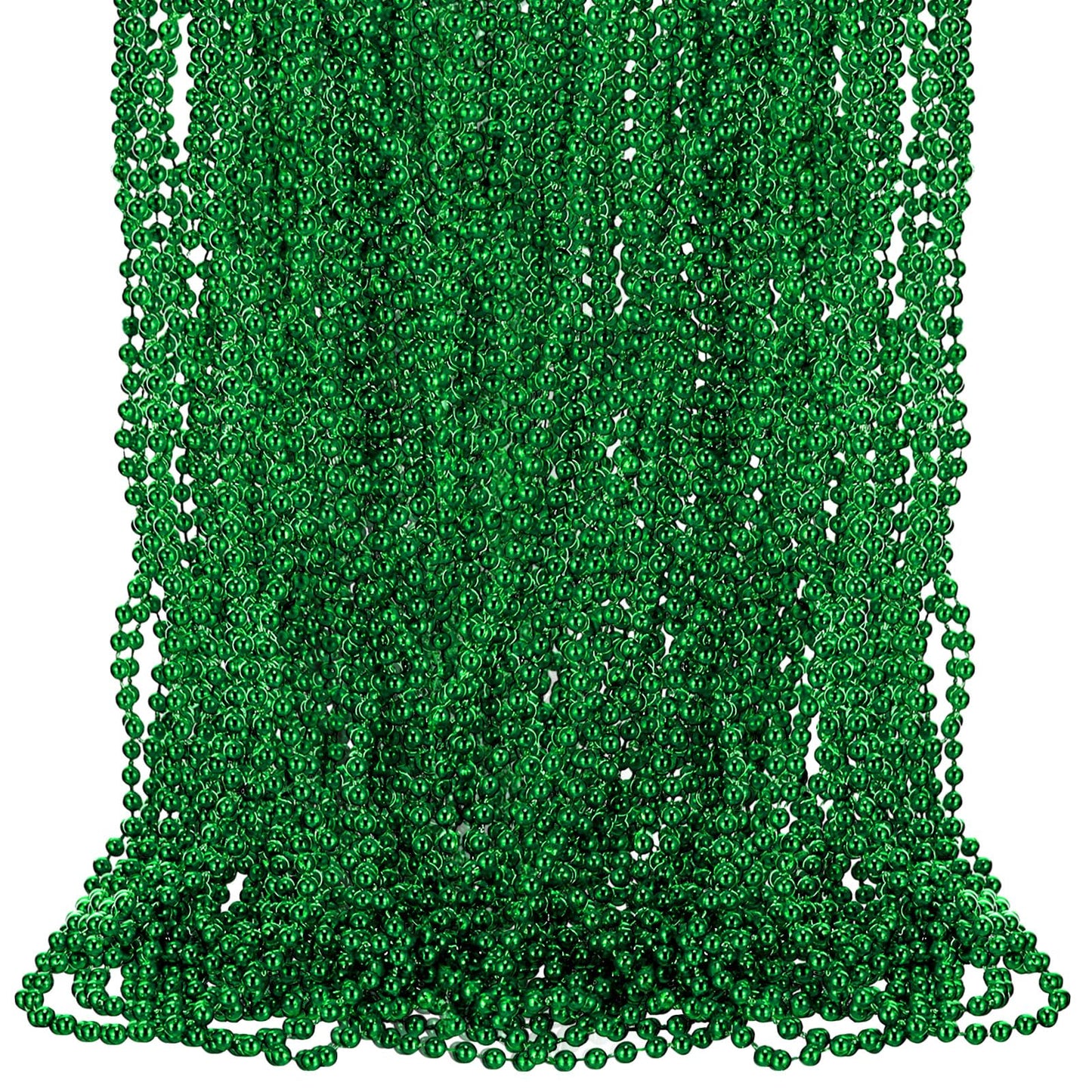 Tigeen 100 Pcs Mardi Gras Beads Necklaces Bulk 30'' Metallic Beaded Necklace for Carnival Madi Gras Parade School Spirit Wear(Gr