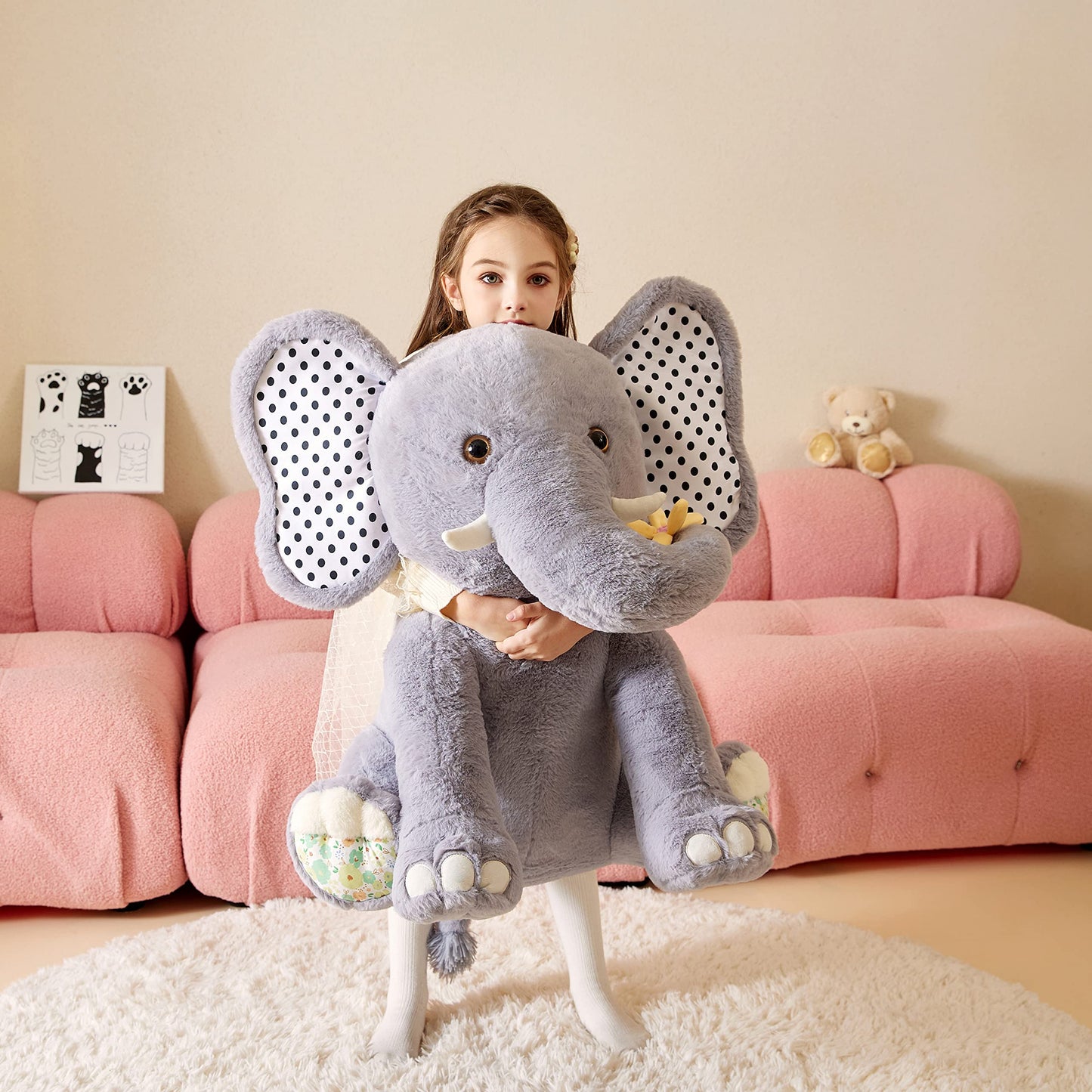 Tumyay Giant Elephant Stuffed Animal Plush Soft Toy,Large Jumbo 25'' Cute Big Size Huge Fluffy Plushy Fat Plushie,Birthday Gifts