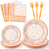 K1Tpde Cholo Bandana Party Tableware - 96Pcs Cholo Gangsta Theme Orange Paper Plates Set Disposable Dinnerware Paper Napkins Forks For Western Cowboy Birthday Party Supplies Decorations