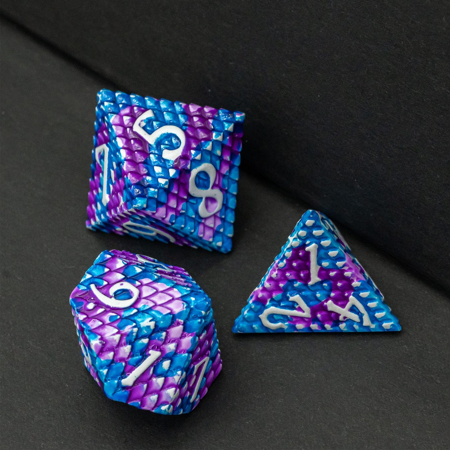 UDIXI Metal Dice Set Dragon Scale Polyhedral D&D Dice with Leather Dice Pouch for Dungeons and Dragons Role Playing Games and Ot