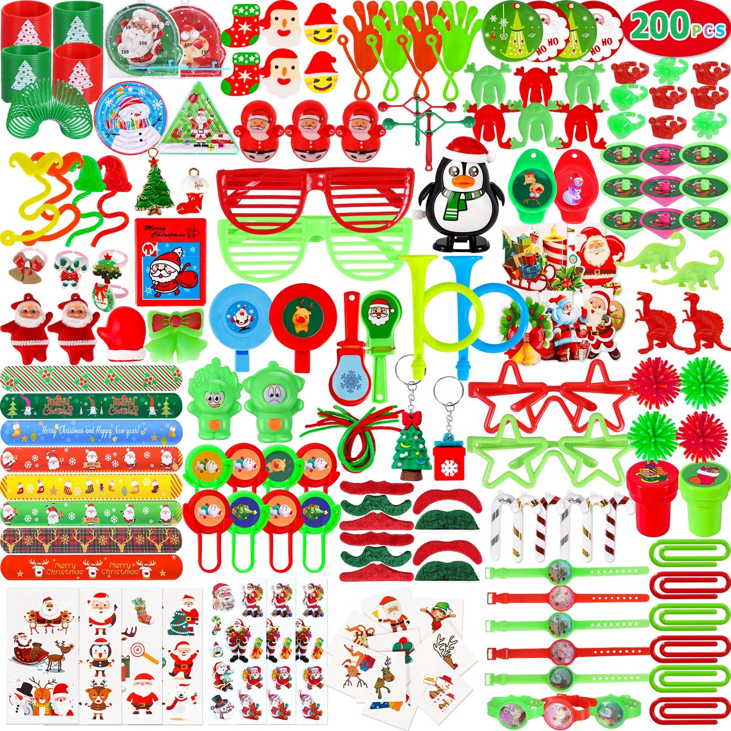 200Pcs Christmas Party Favors Assortment Toys for Kids Stocking Stuffers Birthday Party Gifts Carnival Prizes Goodie Bag Pinata