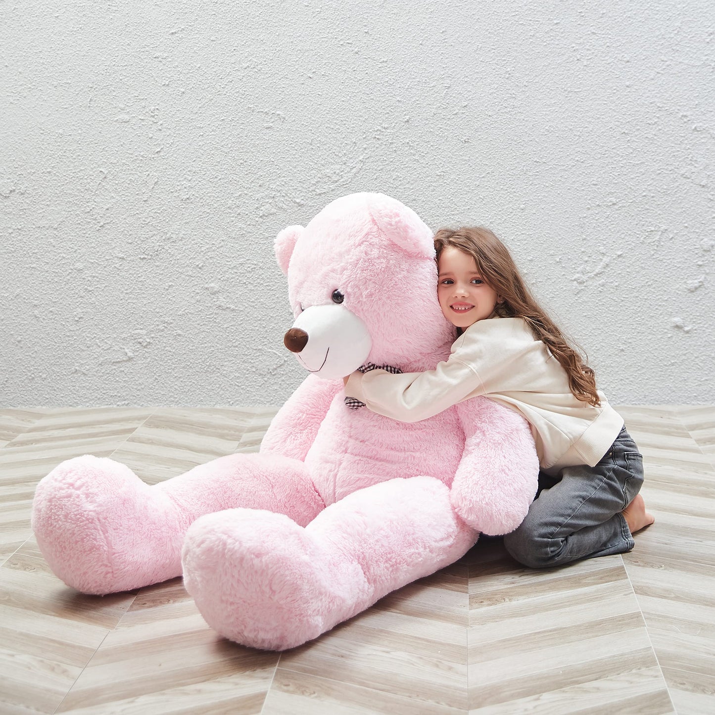 Morismos Giant Teddy Bear 5Ft, Huge Teddy Bear Pink 55Inch, Life Size Bears For Girlfriend Girls On Christmas Valentine'S Day