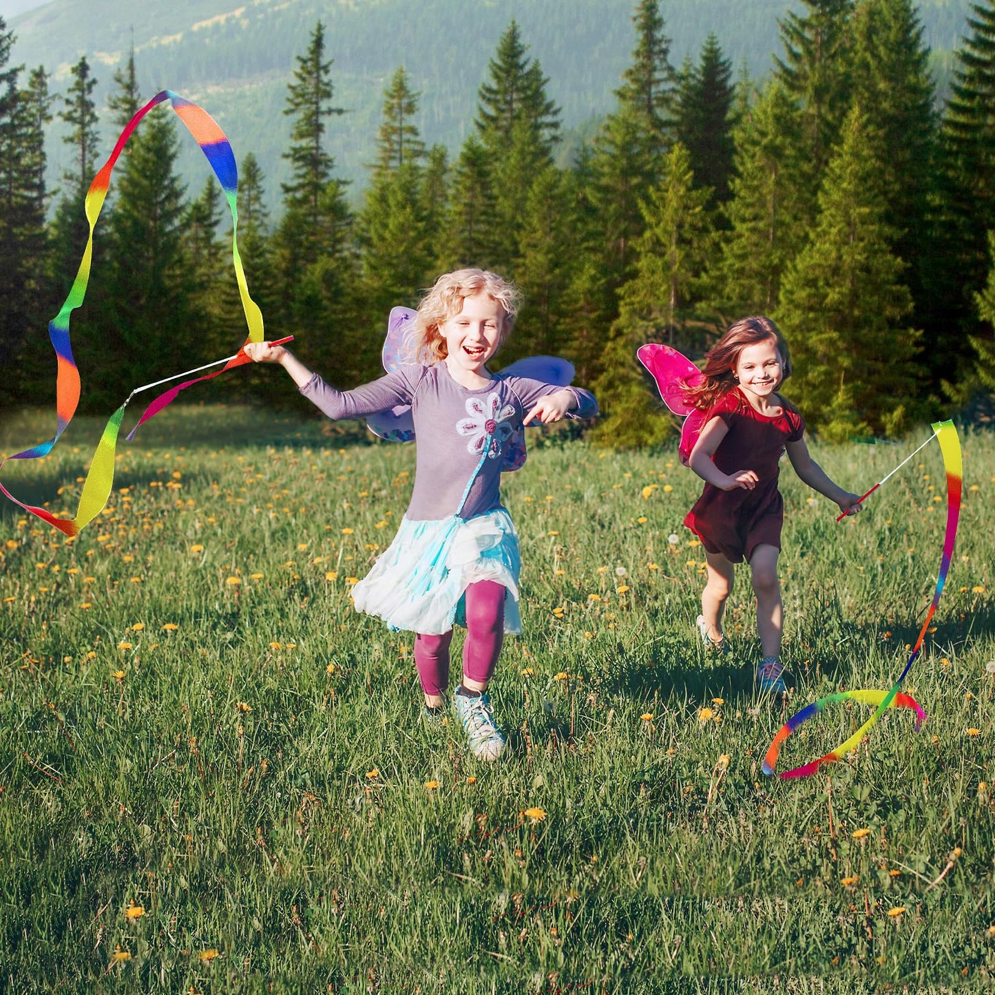 Hapmars 20 Pack Ribbon Dancer Wands For Kids, Rainbow Streamers, Party Favors Goodie Bags Stuffers, Girls Birthday Gifts For Dan