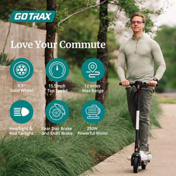 Gotrax Apex Xl 8.5'' Solid Tires, Max 12 Miles Range And 15.5Mph Speed, Bright Headlight And Taillight, Big Led Display, Aluminu