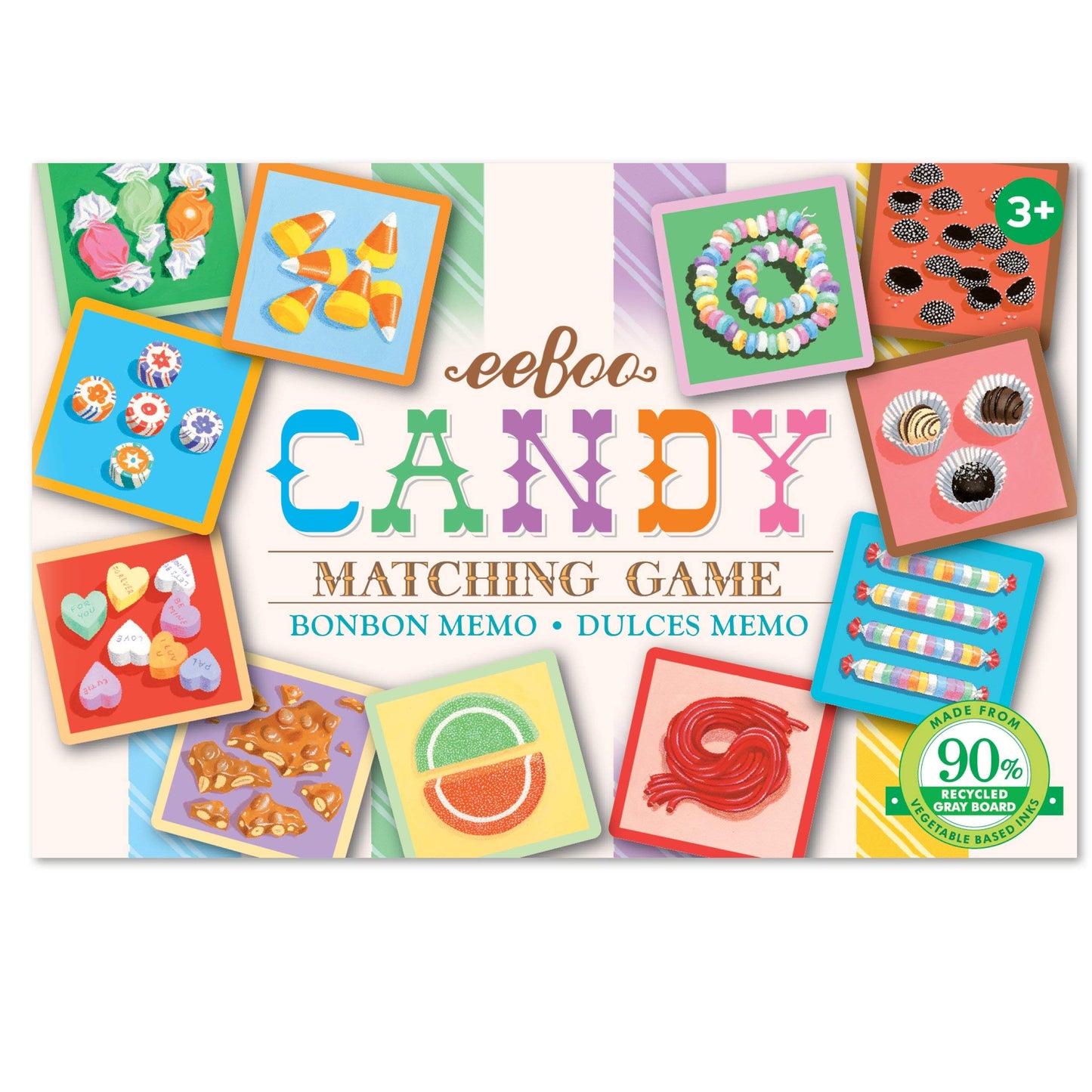 Eeboo: Candy Memory And Matching Little Game, Sharpens Recognition, Concentration And Memory Skills, For Ages 3 And Up, Provides Interaction Between Child And Parent