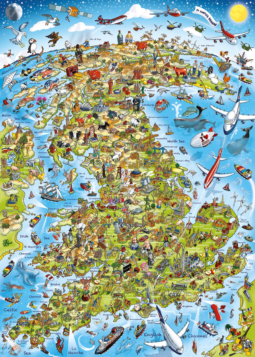 Best Of British | 1000 Piece Jigsaw Puzzle | Map Jigsaw Puzzle | Sustainable Puzzle For Adults | Premium 100% Recycled Board | Great Gift For Adults | Gibsons Games
