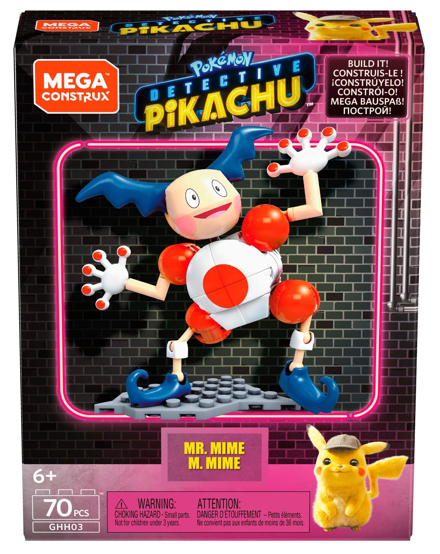 Mega Construx Pokemon Detective Pikachu Mr. Mime Building Set - Multi Color, Plastic, Model GHH03