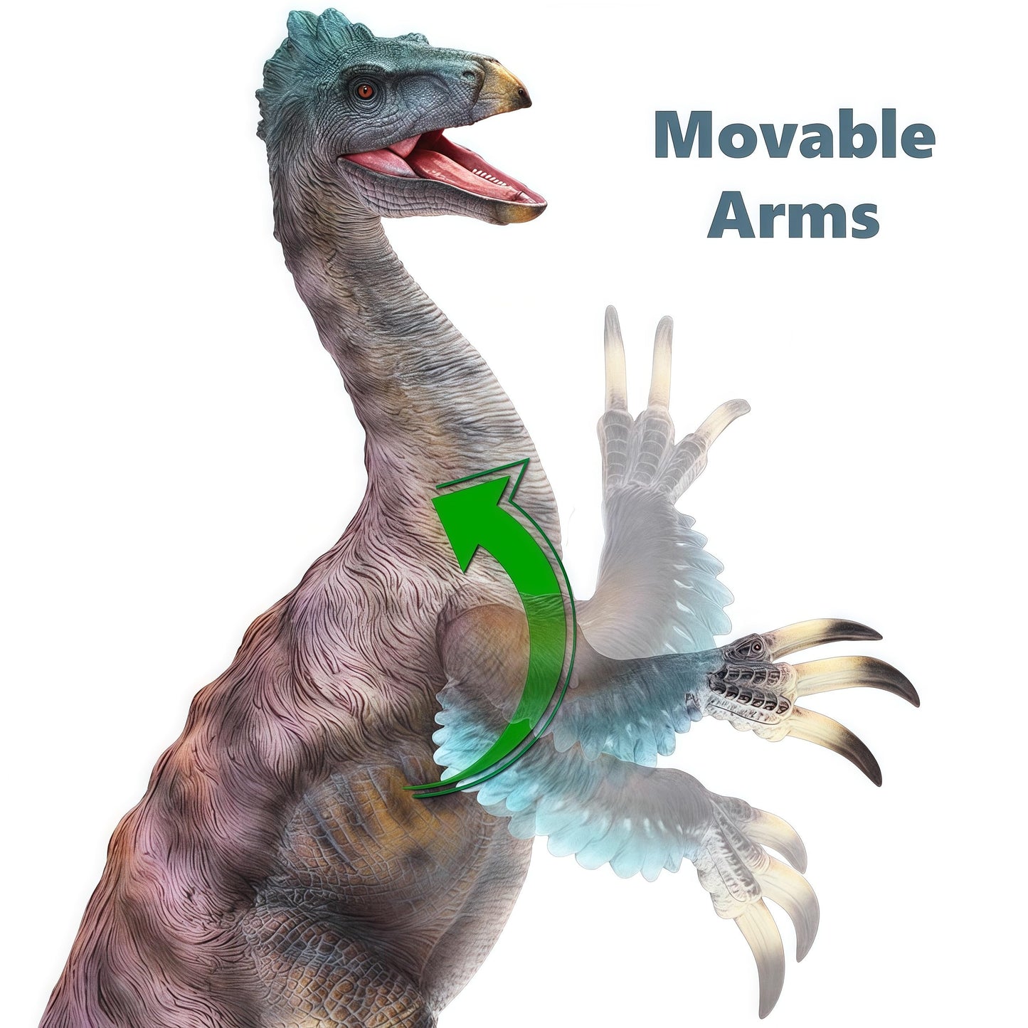 Gemini&Genius Therizinosaurus Action Figure Toy, Therizinosaurus Dinosaur with Movable Jaw and Hands, Beautiful Sculptures of Di