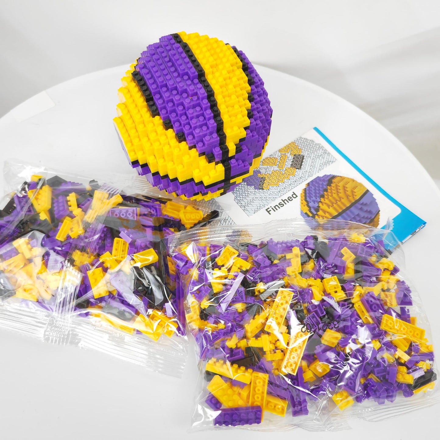 lovlaugh 850pcs Basketball Building Blocks Set - Purple & Yellow Mini Bricks STEM Toy for Kids 8+ to Build Realistic Basketball Model with Instruction Manual
