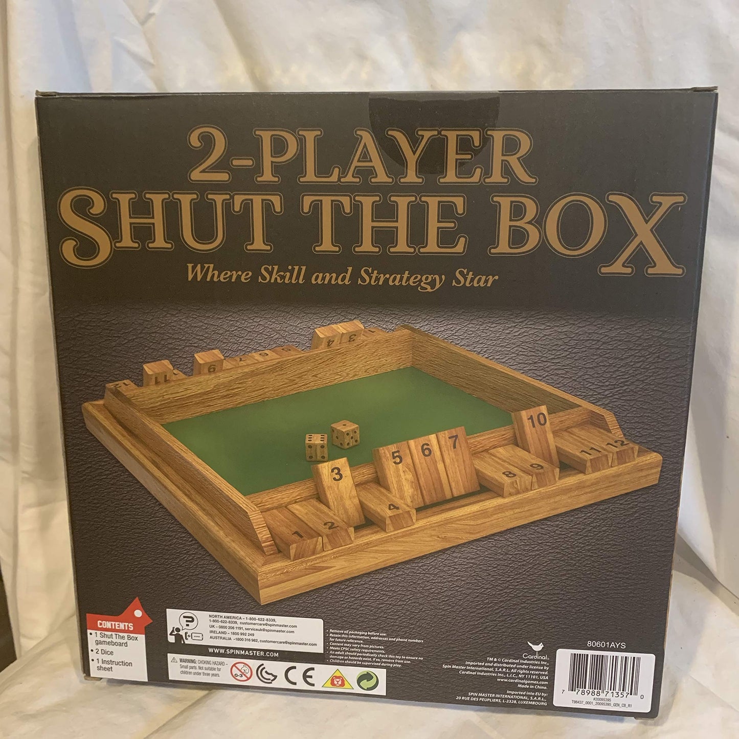 Spin Master Games Cardinal Two-Player Wood Shut The Box Game, Multicolor, One Size, Model 6040879, 4 Pieces