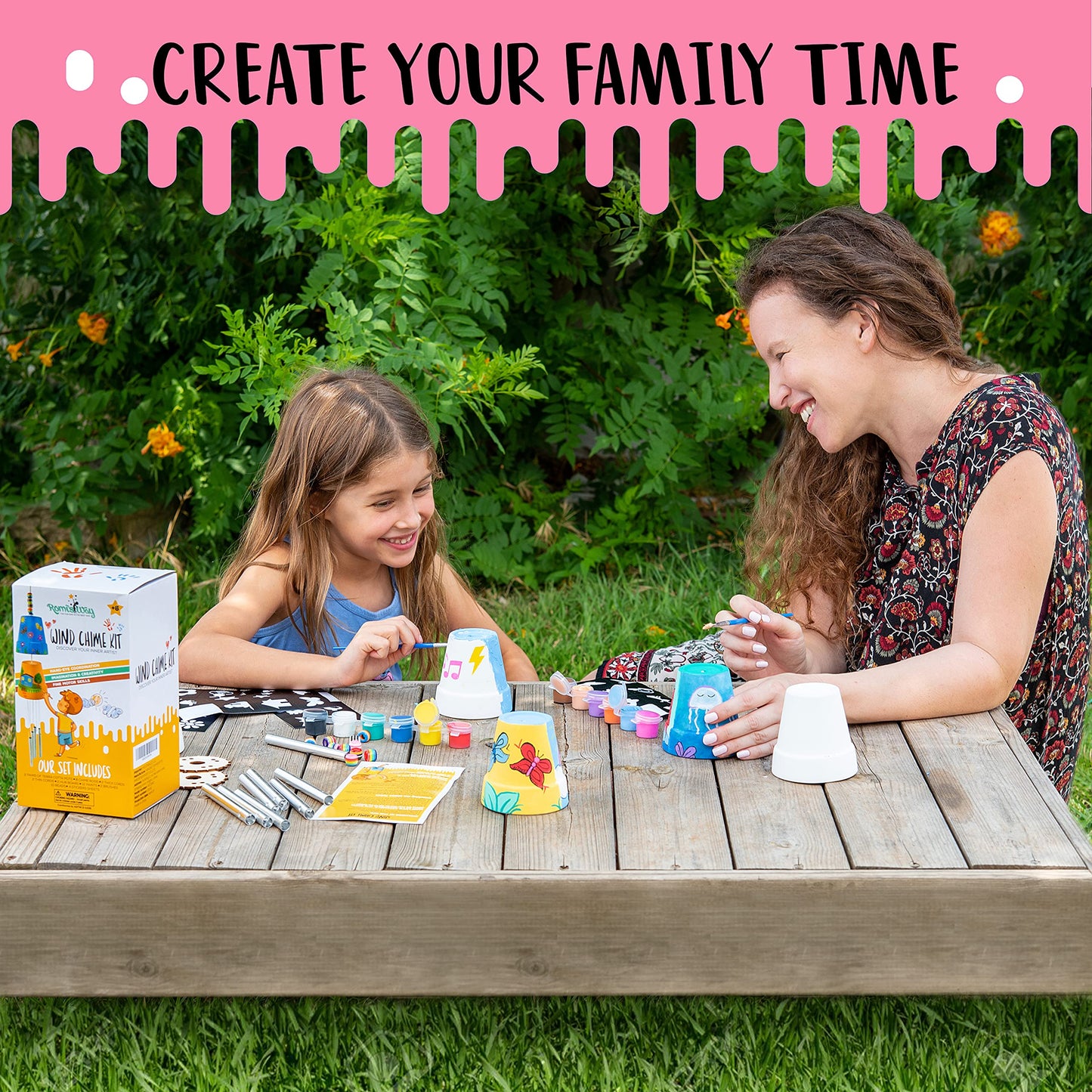 ROMIS WAY 2-Pack Make Your Own Wind Chime Kit - Larger Bells, Stencils and Beads, Arts and Crafts for Kids Ages 8-12, 6-8 - DIY