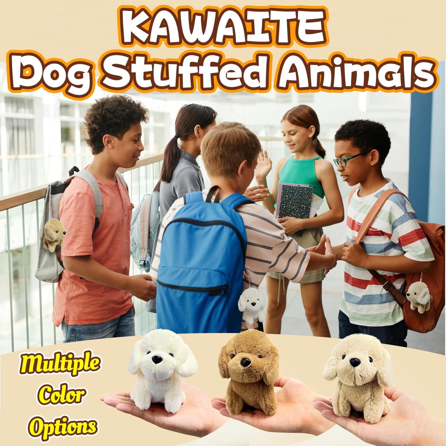 Brown Dog Stuffed Animals, Kawaii Plush Toys For Girls And Boys, Mini Dog Plush Toys Keychain, Cute Dog Plushies, Soft Puppy Stu