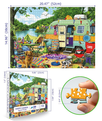 Miniwan Puzzles For Adults 500 Pieces, Lakeside Camping Puzzle Challenging Puzzles For Adults, Jigsaw Puzzles 500 Pieces Ideal F