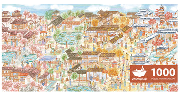 MOMIBOOK Puzzles for Adults 1000 Piece Jigsaw Puzzles of Suzhou Four Seasons Scenery, Photosensitive Discoloration Painting Imag